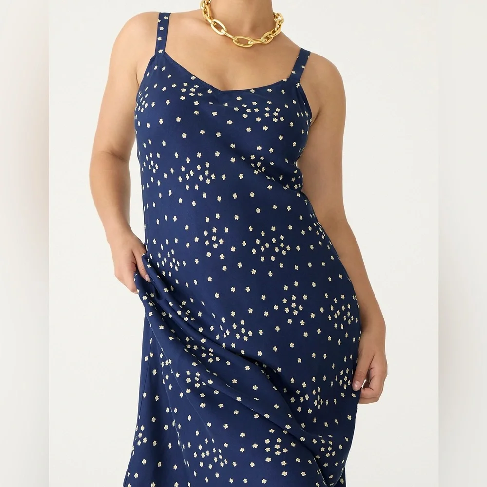 J.Crew Tall Gwyneth V neck cupro blend slip dress in tiny bloom BU120